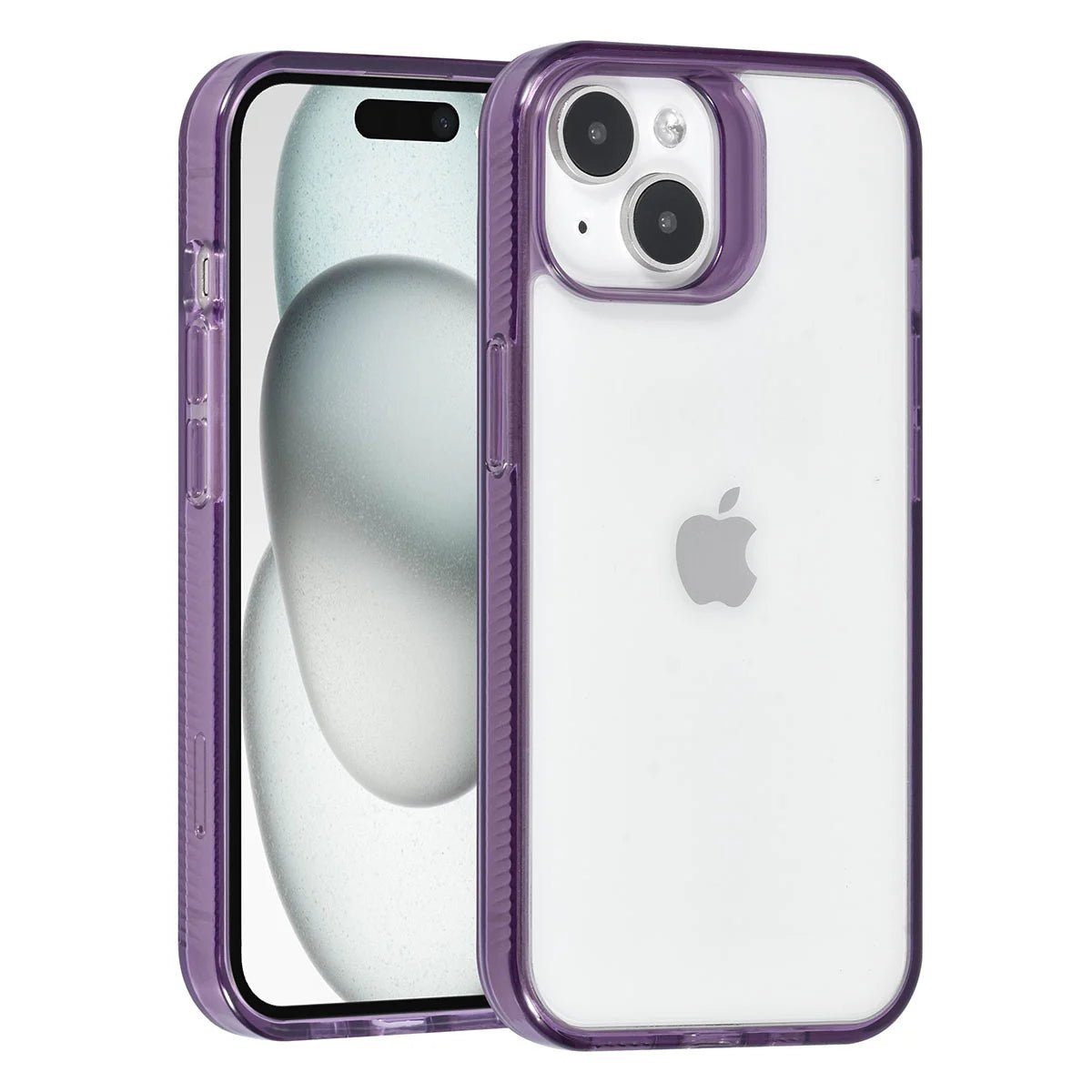 Tuniq iPhone 15 - Σκληρή Θήκη με Πλαίσιο Σιλικόνης - Ημιδιάφανο Μοβ / Διάφανο