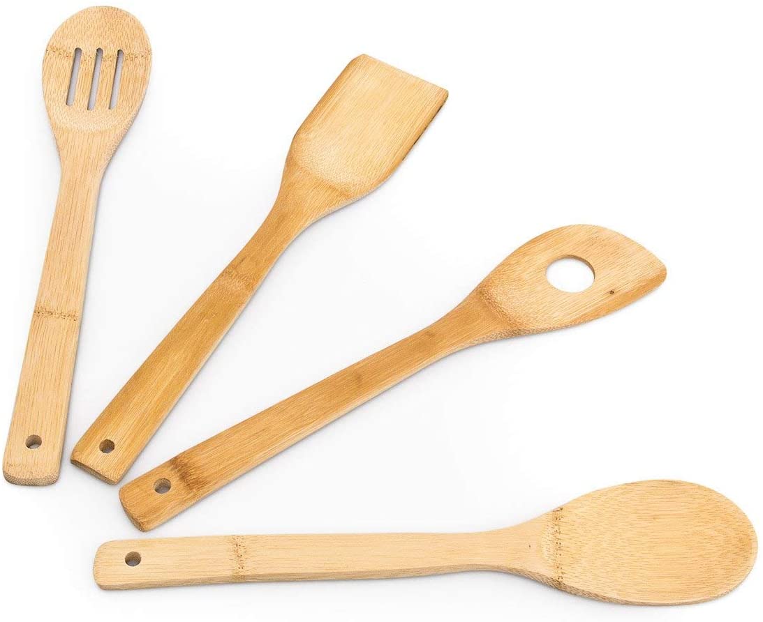 Relaxdays 4 Μαγειρικά Σκεύη από Μπαμπού - Natural - 4052025144715