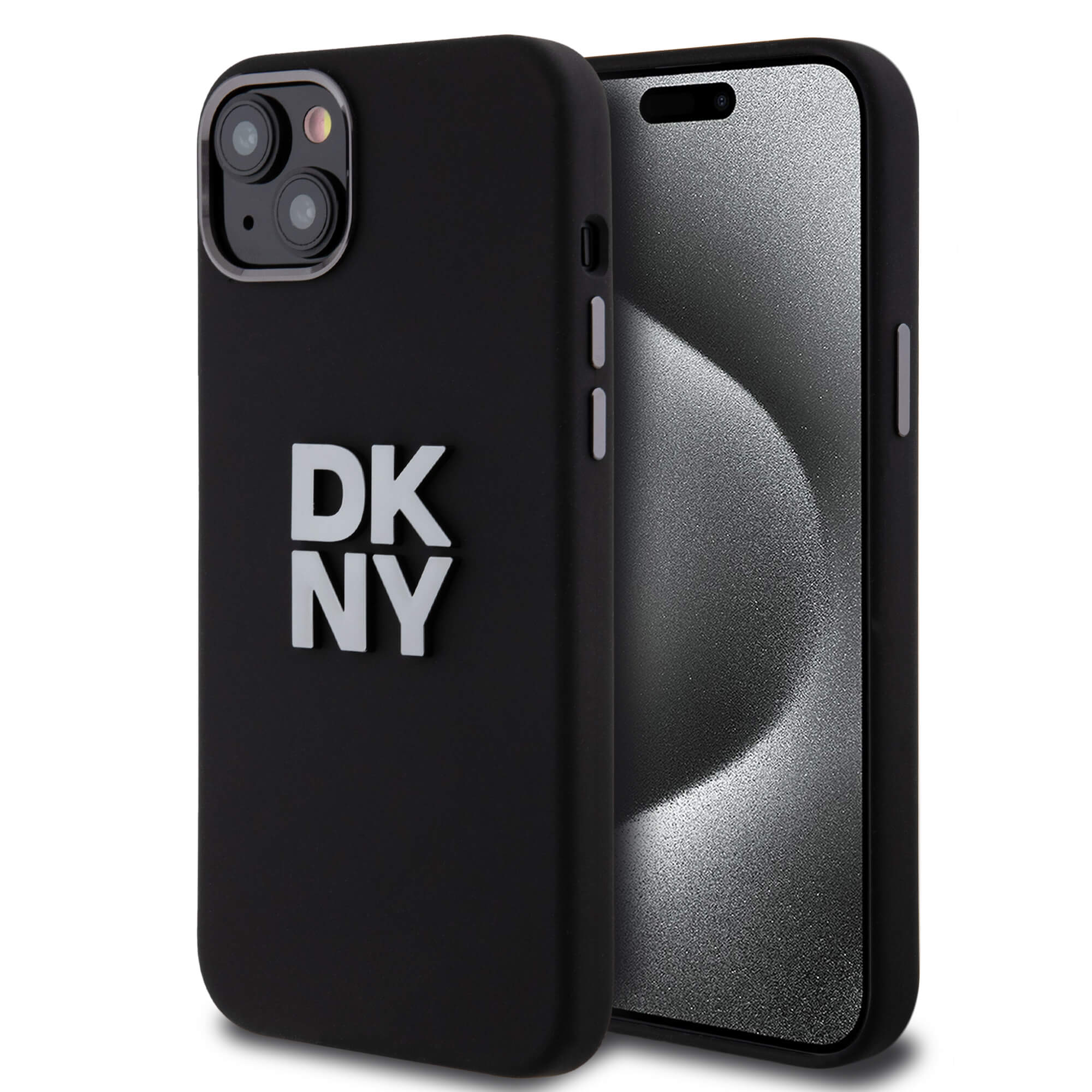 DKNY iPhone 15 Plus / 14 Plus - Liquid Silicone Metal Logo - Σκληρή Θήκη με Πλαίσιο Σιλικόνης - Black