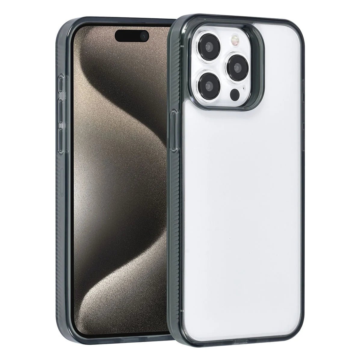 Tuniq iPhone 15 Pro Max - Σκληρή Θήκη με Πλαίσιο Σιλικόνης - Ημιδιάφανο Μαύρο / Διάφανο