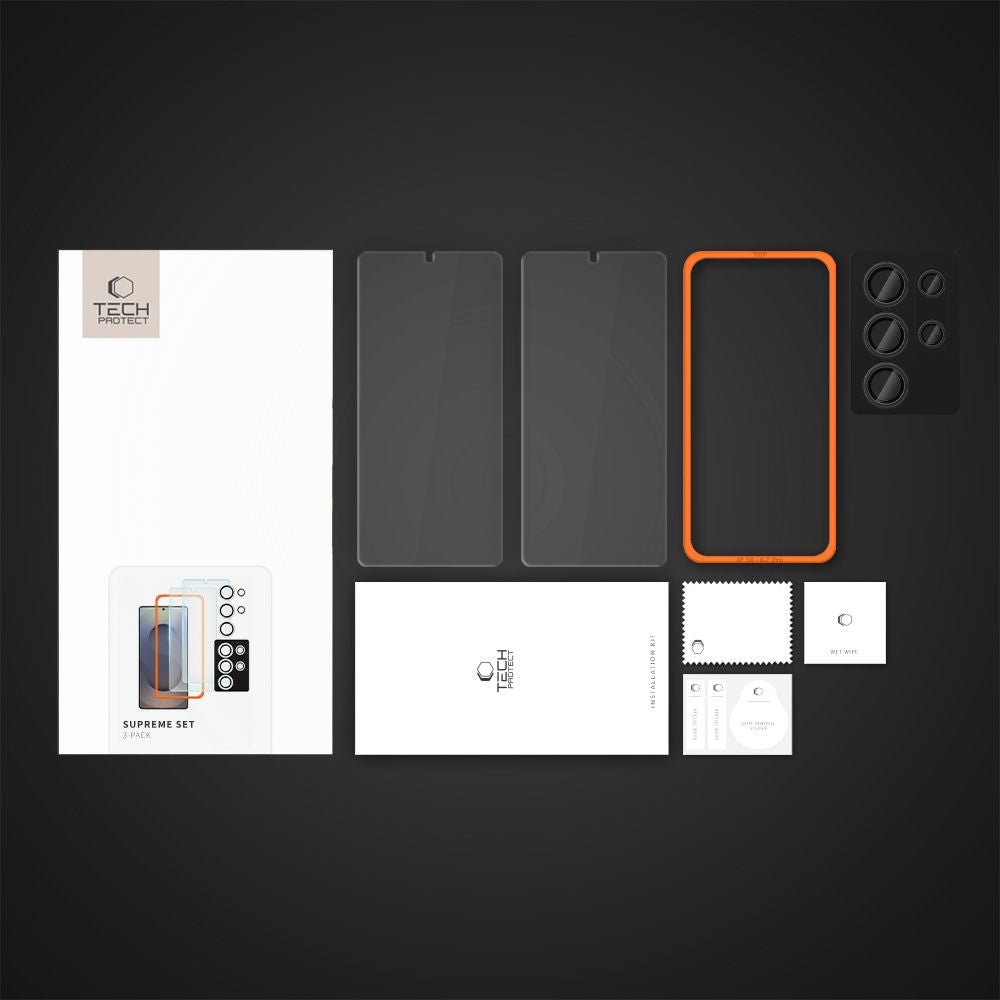 Tech - Protect Samsung Galaxy S25 Ultra Supreme Set - Σετ με 2 Tempered Glass Αντιχαρακτικά Γυαλιά Οθόνης και 1 Αντιχαρακτικό Γυαλί για την Κάμερα - Διάφανα