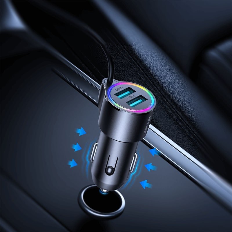 Joyroom JR - CL25 3in1 Fast Car Charger 17W Φορτιστής Αυτοκινήτου με 2 Θύρες USB και Καλώδιο Lightning 1.5m - Black