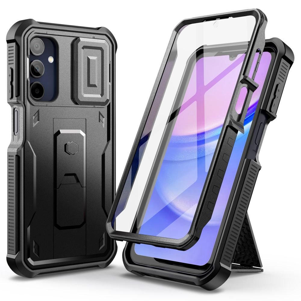 Tech - Protect Samsung Galaxy A15 4G / A15 5G Kevlar Cam+ Θήκη 360 Full Body με Προστασία για την Οθόνη και την Κάμερα και Stand - Black