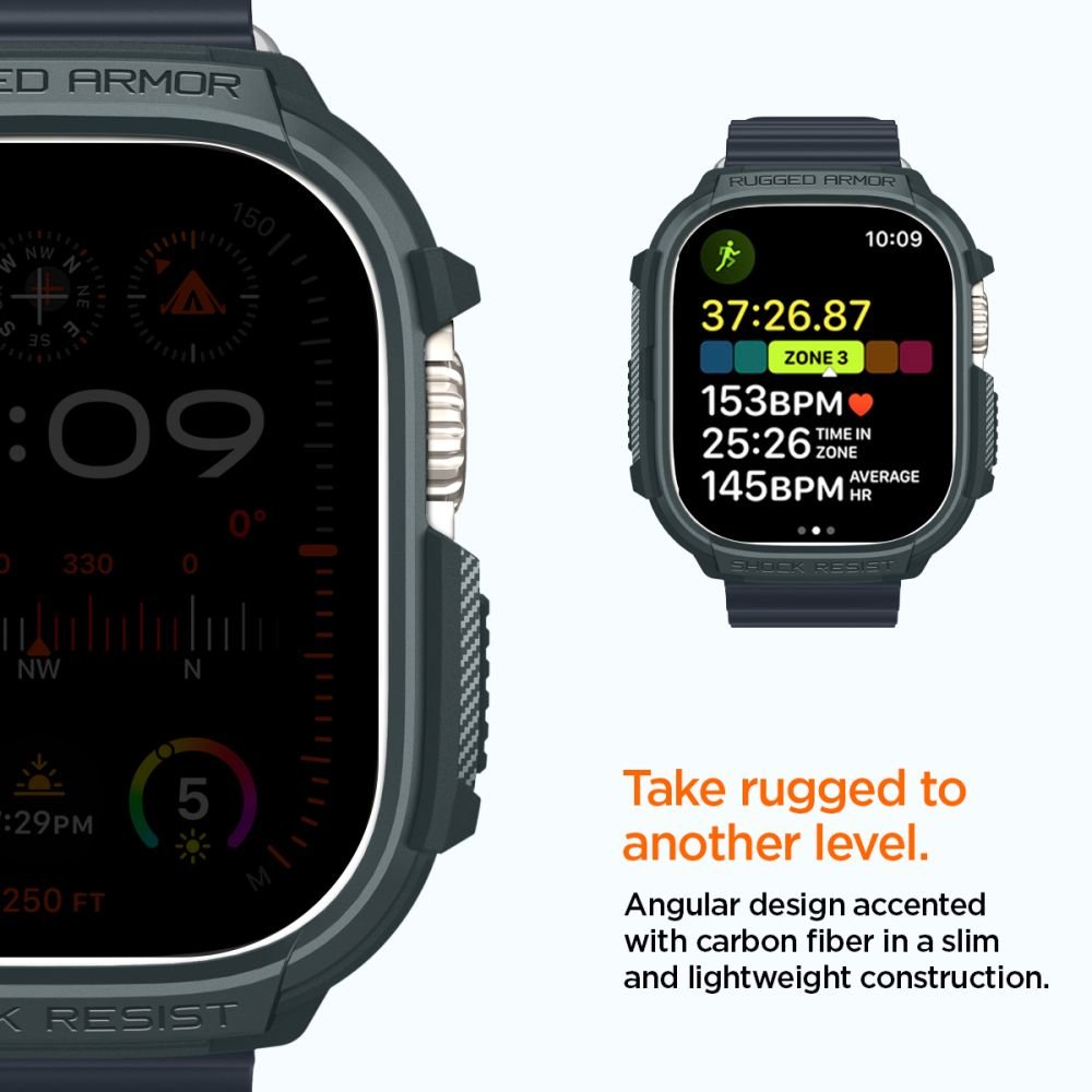 Spigen Θήκη Apple Watch Ultra (1/2/3) - 49mm Rugged Armor - Abyss Green