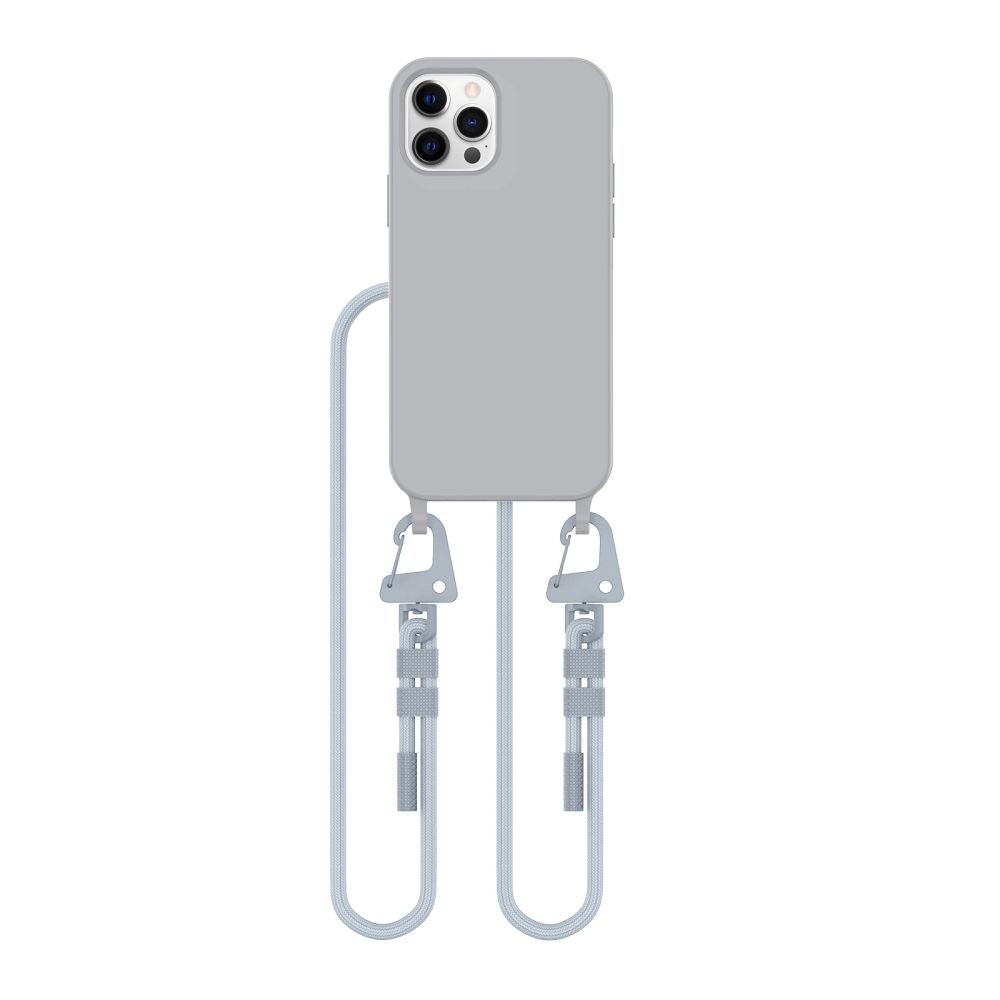 Tech - Protect iPhone 12 / iPhone 12 Pro MagNecklace - MagSafe Θήκη Σιλικόνης TPU με Pυθμιζόμενο Αποσπώμενο Κορδόνι - Crayon Grey