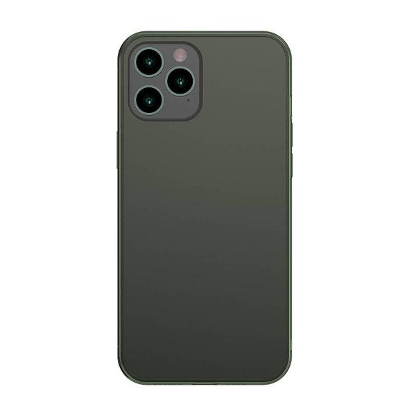 Baseus iPhone 12 Pro Max Frosted Glass Θήκη με Πλαίσιο Σιλικόνης και Όψη Γυαλιού Tempered Glass - Green - WIAPIPH67N - WS06