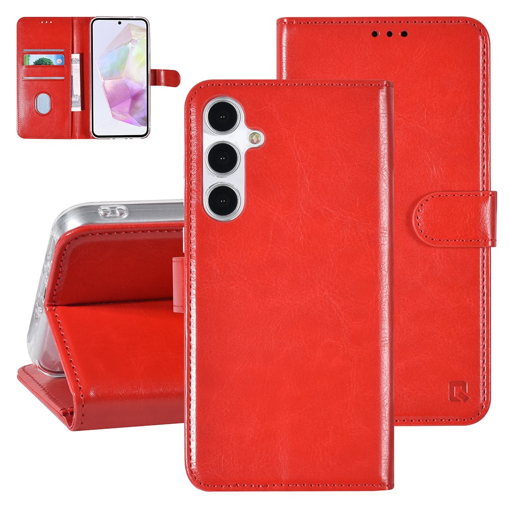 Tuniq Samsung Galaxy A35 5G - Θήκη Πορτοφόλι Stand από Δερματίνη - Κόκκινη