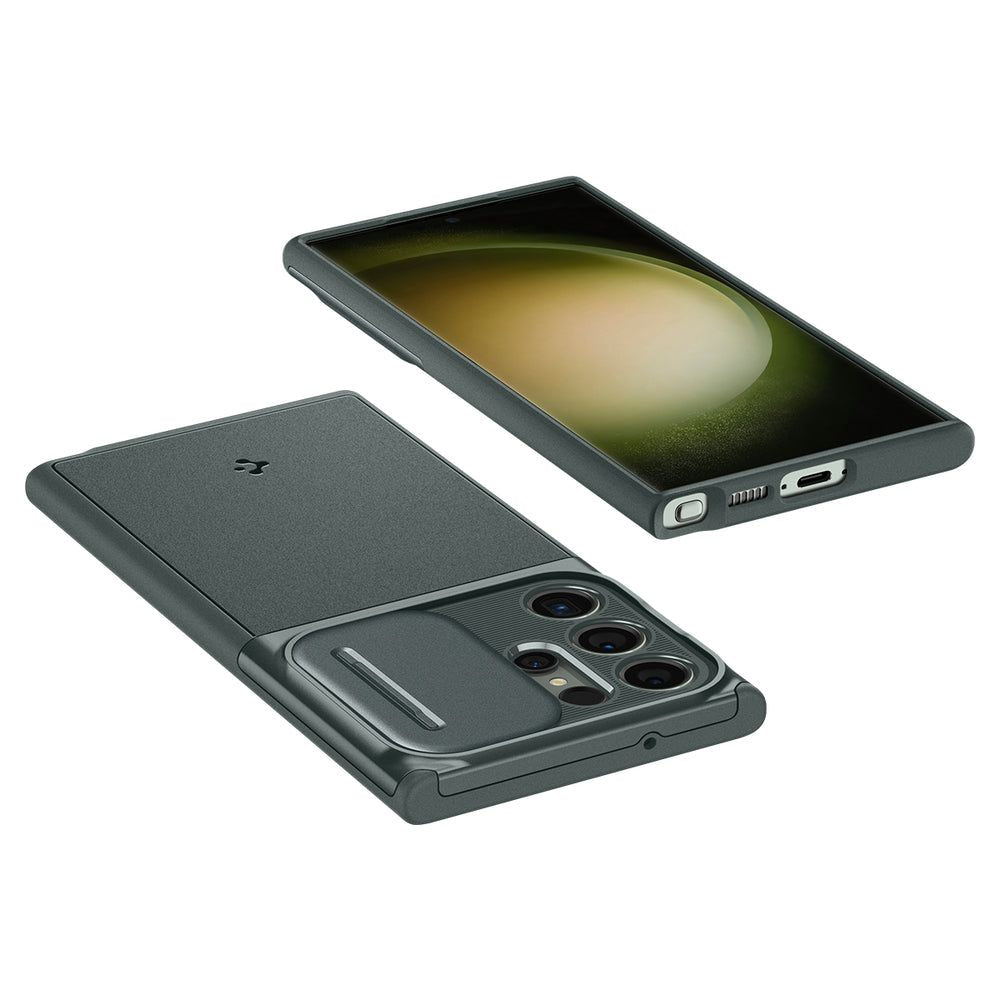 Spigen Samsung Galaxy S23 Ultra Optik Armor Θήκη Σιλικόνης με Κάλυμμα για την Κάμερα - Abyss Green