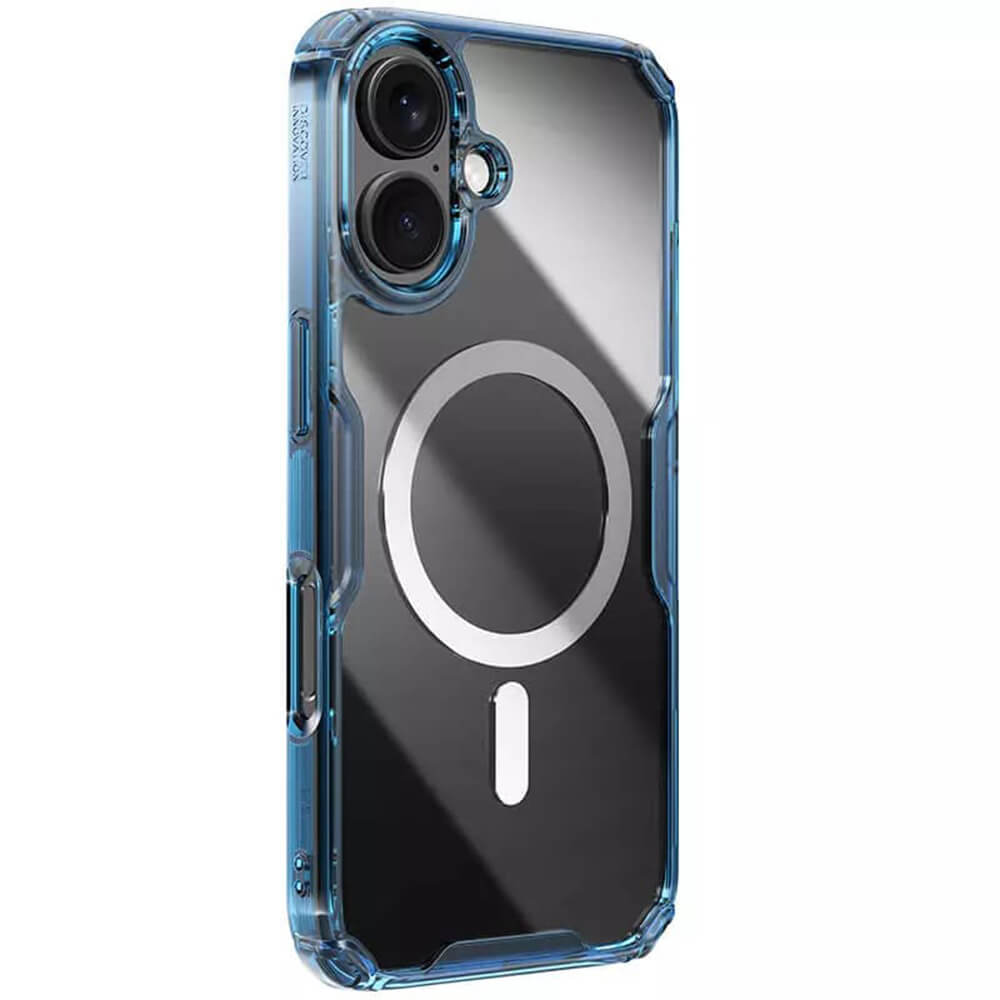Nillkin iPhone 16 Nature Pro Magnetic - Σκληρή Θήκη με Πλαίσιο Σιλικόνης και MagSafe - Διάφανη / Blue