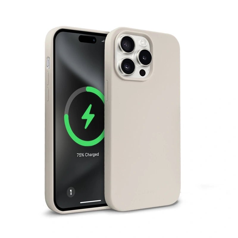 Crong iPhone 15 Pro Color Cover Magnetic - Θήκη Σιλικόνης με MagSafe - Stone Beige