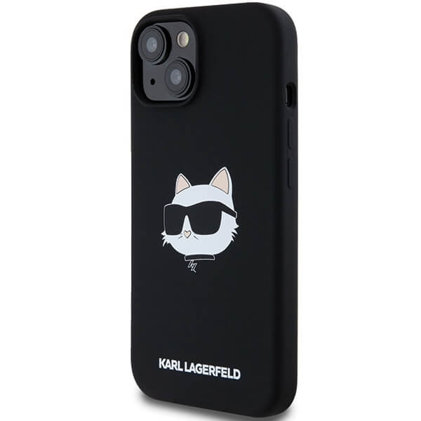 Karl Lagerfeld iPhone 14 Plus / 15 Plus - Silicone Choupette Head Print - MagSafe Θήκη Σιλικόνης - Black - KLHMP15MSCHPPLK