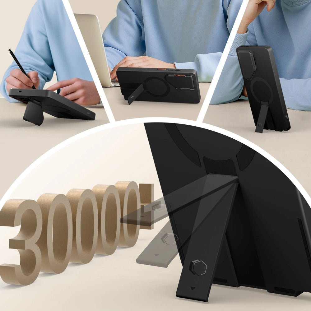 Tech - Protect Samsung Galaxy S25 Ultra - Kevlar Aura MagSafe - Σκληρή Θήκη με Ανοιγόμενο Κάλυμμα Κάμερας και Stand - Black / Orange