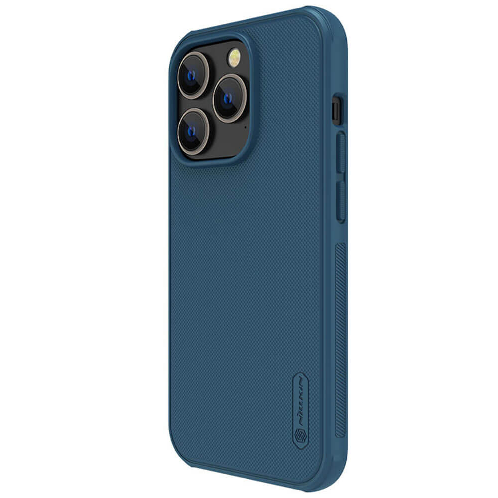 Nillkin iPhone 14 Pro Super Frosted Shield Pro Σκληρή Θήκη με Πλαίσιο Σιλικόνης - Blue