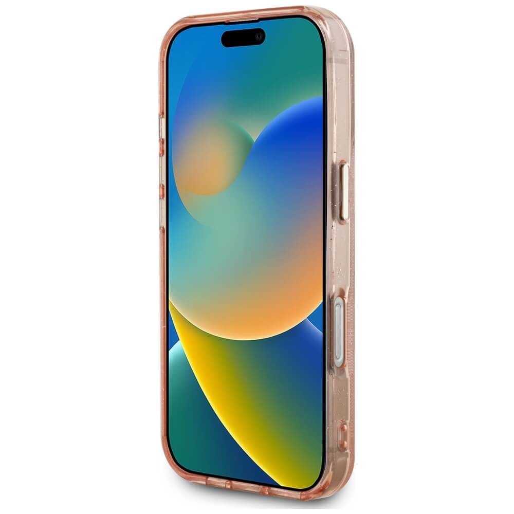 Guess iPhone 16 Pro - IML Metal Glitter 4G Circle Triangle MagSafe - Σκληρή Θήκη με Πλαίσιο Σιλικόνης και MagSafe - Pink - GUHMP16LHG4PRTGP