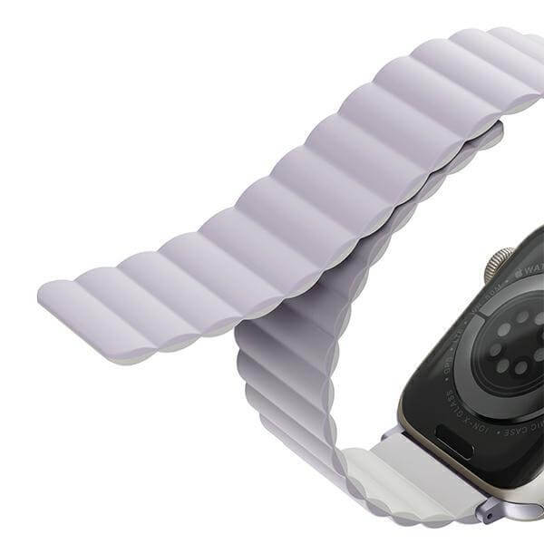 Uniq Λουράκι Apple Watch 2 / 3 / 4 / 5 / 6 / 7 / 8 / 9 / SE / ULTRA 1 / ULTRA 2 - 42 / 44 / 45 / 49 mm Revix Μαγνητικό Σιλικόνης Διπλής Όψης - Lilac / White