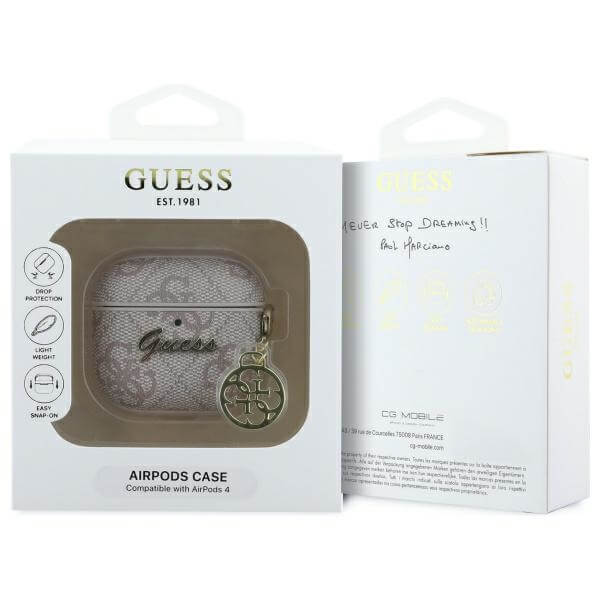 Guess AirPods 4 Θήκη με Επένδυση Συνθετικού Δέρματος - 4G Charm Collection - Pink