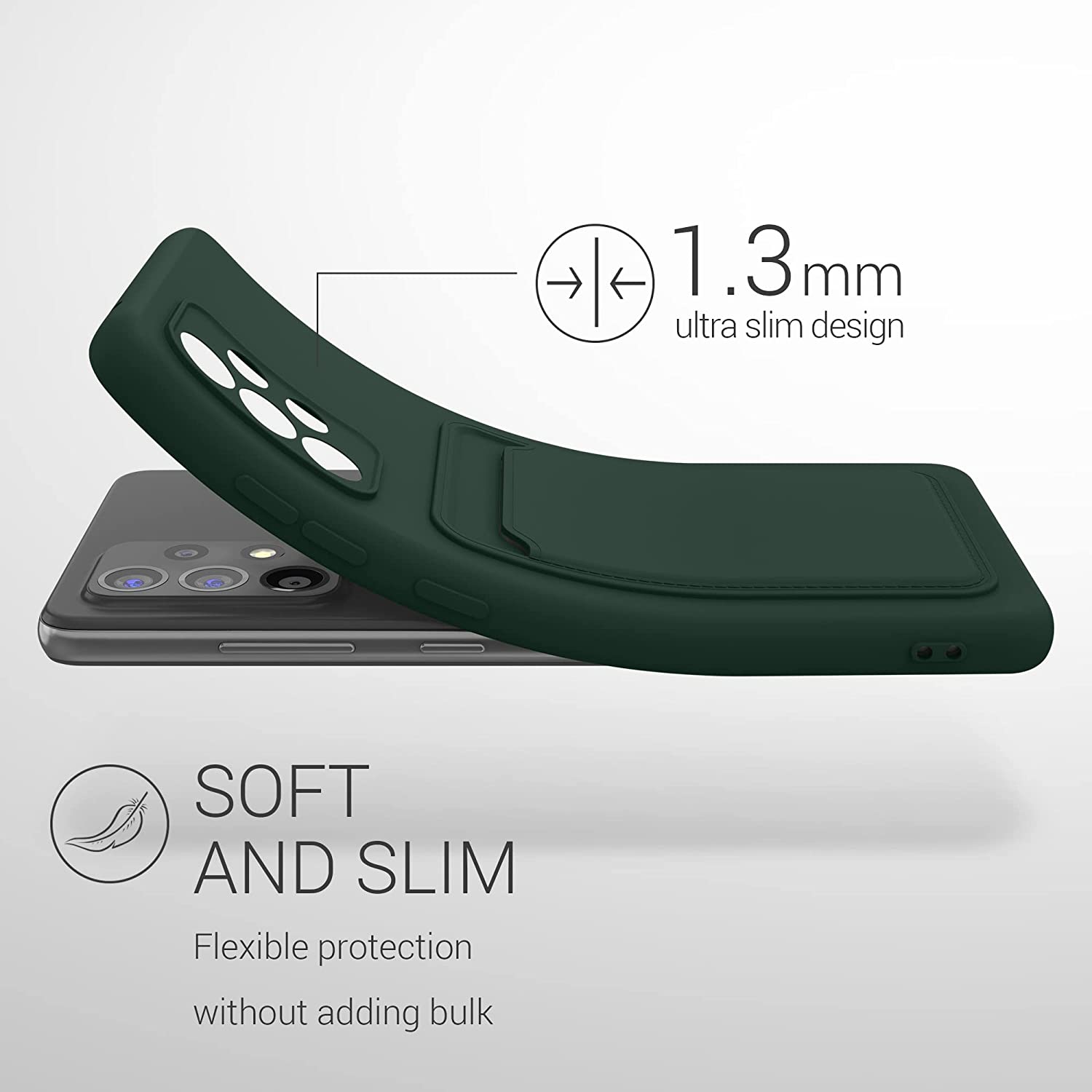 KW Samsung Galaxy A52 / A52 5G / A52s 5G Θήκη Σιλικόνης TPU με Υποδοχή για Κάρτα - Dark Green - 55083.80