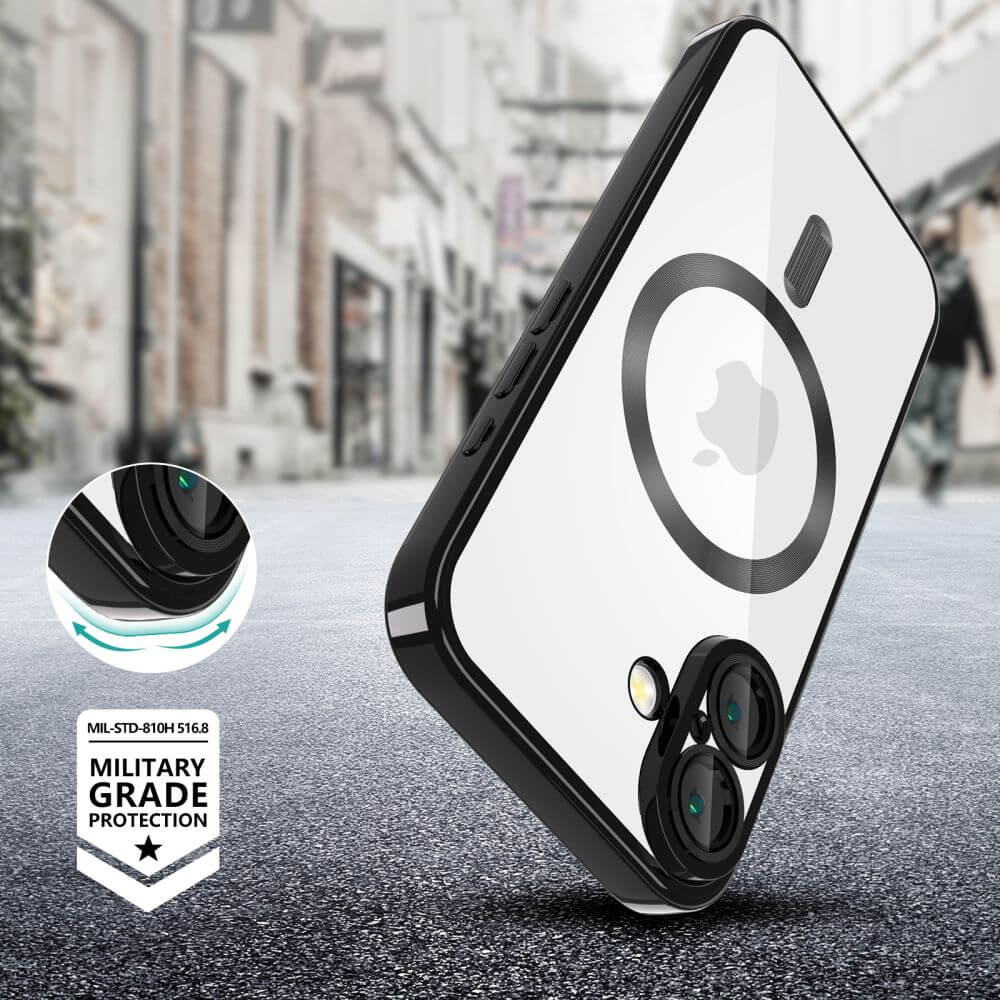 Tech - Protect iPhone 16 MagFlex Θήκη Σιλικόνης TPU με MagSafe - Διάφανη / Shiny Black