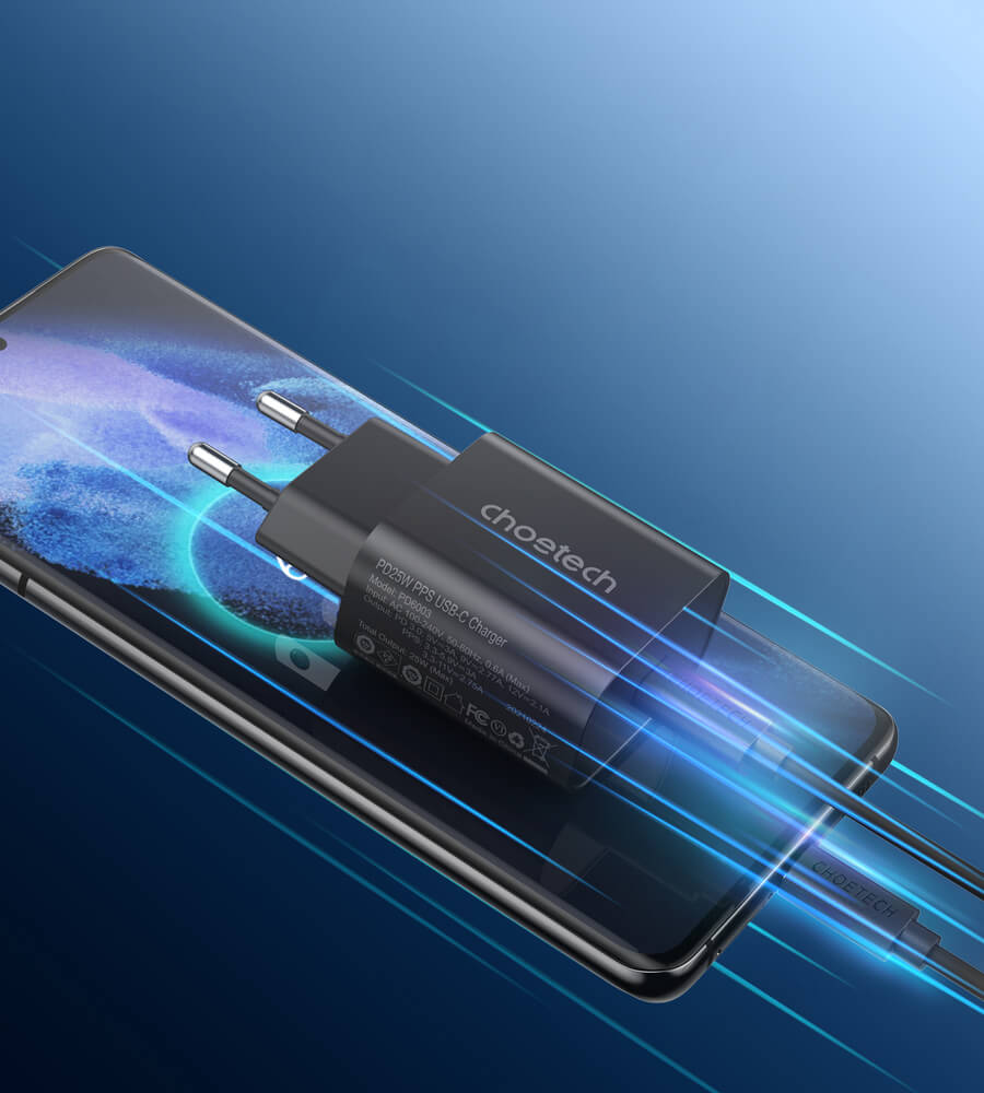 Choetech PPS PD Οικιακός Φορτιστής Γρήγορης Φόρτισης με Θύρα Type - C 25W - Black - PD6003