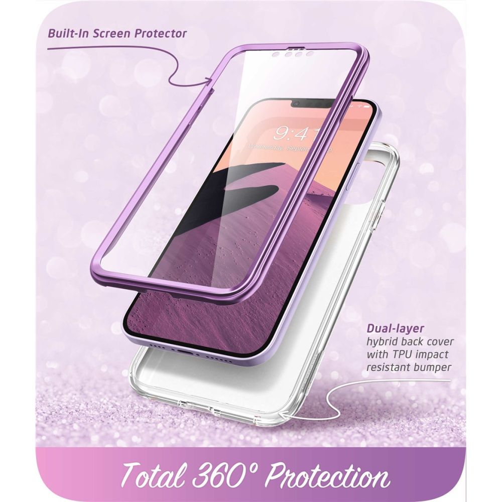 i - Blason iPhone 14 Plus Cosmo Σκληρή Θήκη με Πλαίσιο Σιλικόνης και Προστασία Οθόνης - Marble Purple