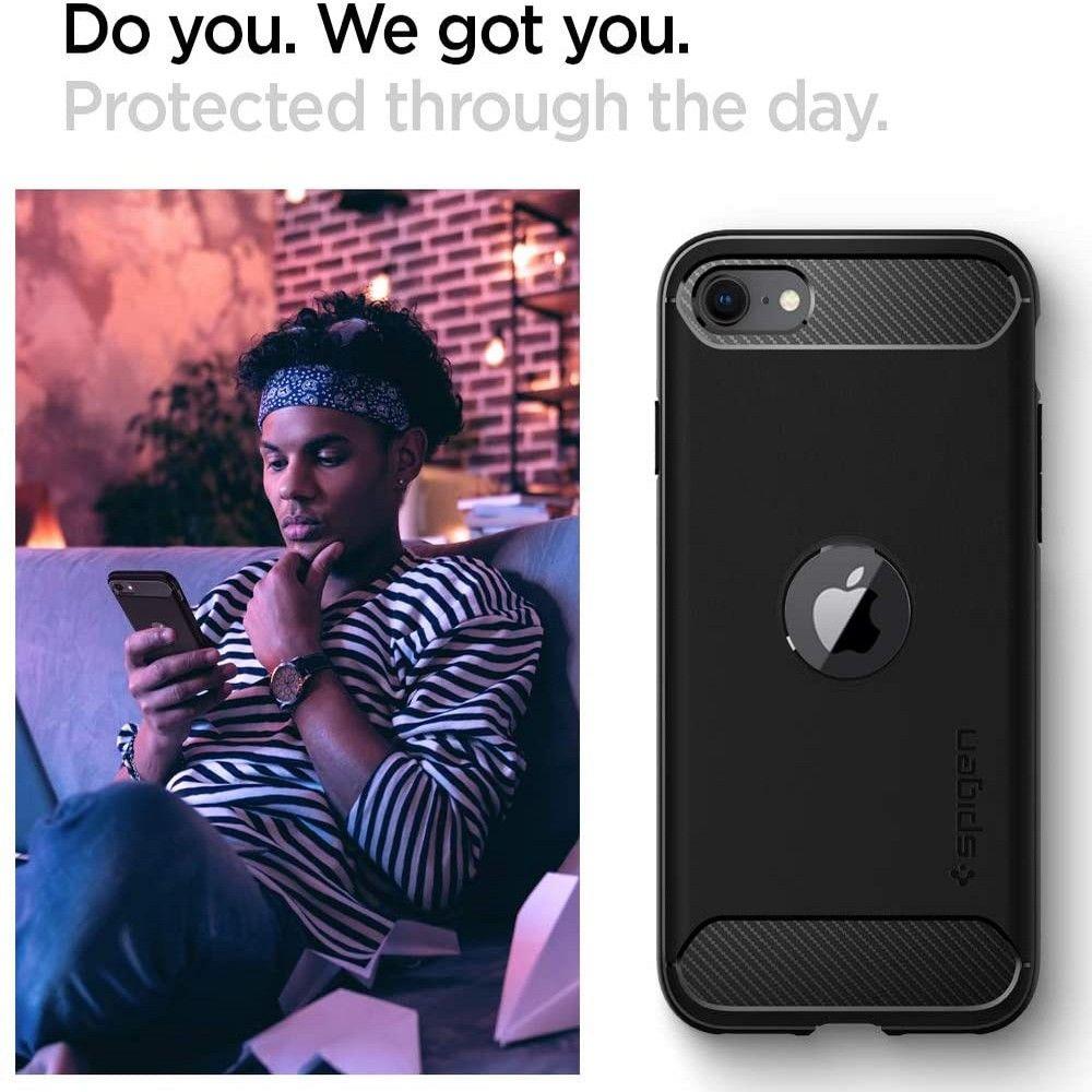Spigen iPhone SE 2022 / SE 2020 Θήκη TPU Rugged Armor - Black