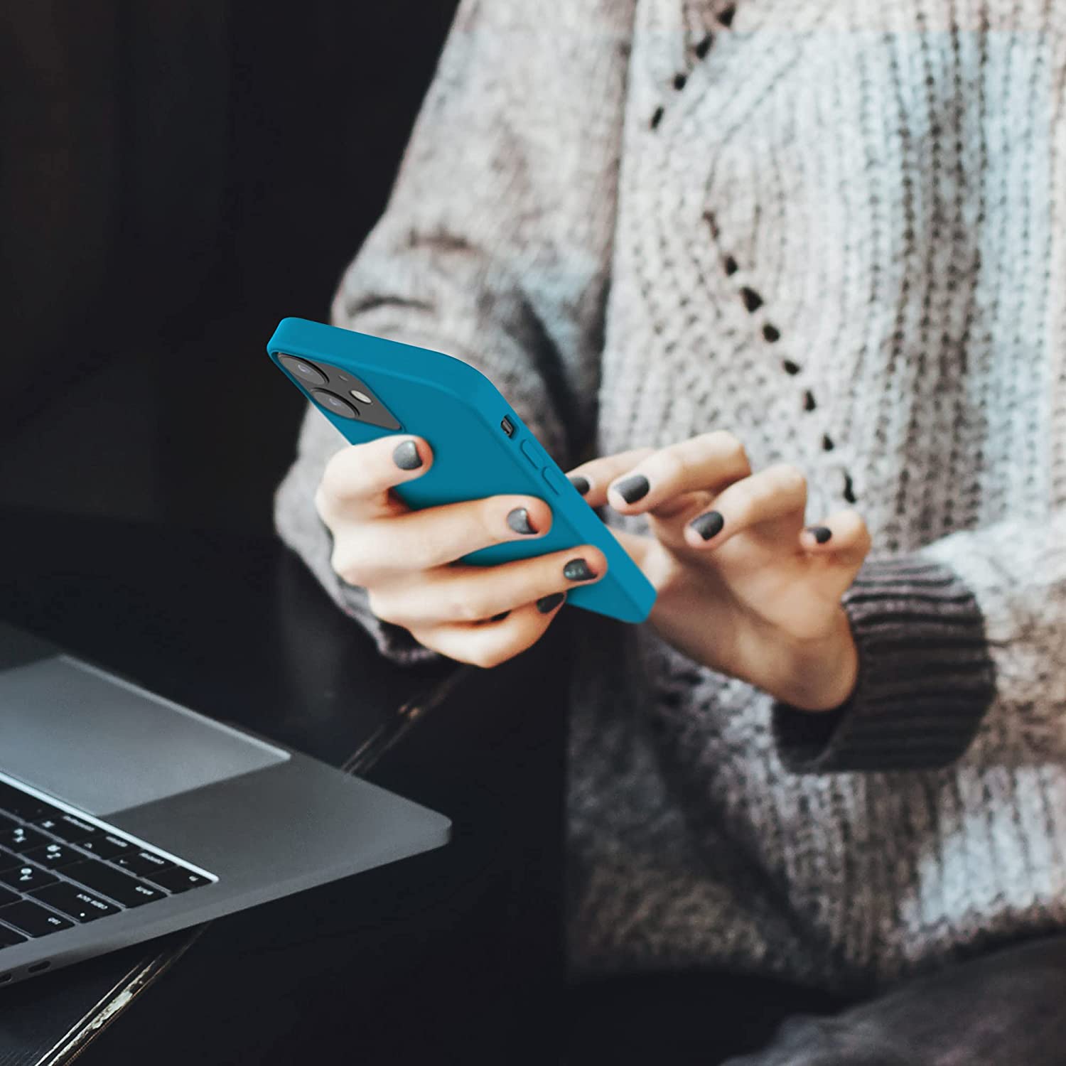 KW iPhone 12 / iPhone 12 Pro Θήκη Σιλικόνης Rubber TPU - Caribbean Blue - 52641.224