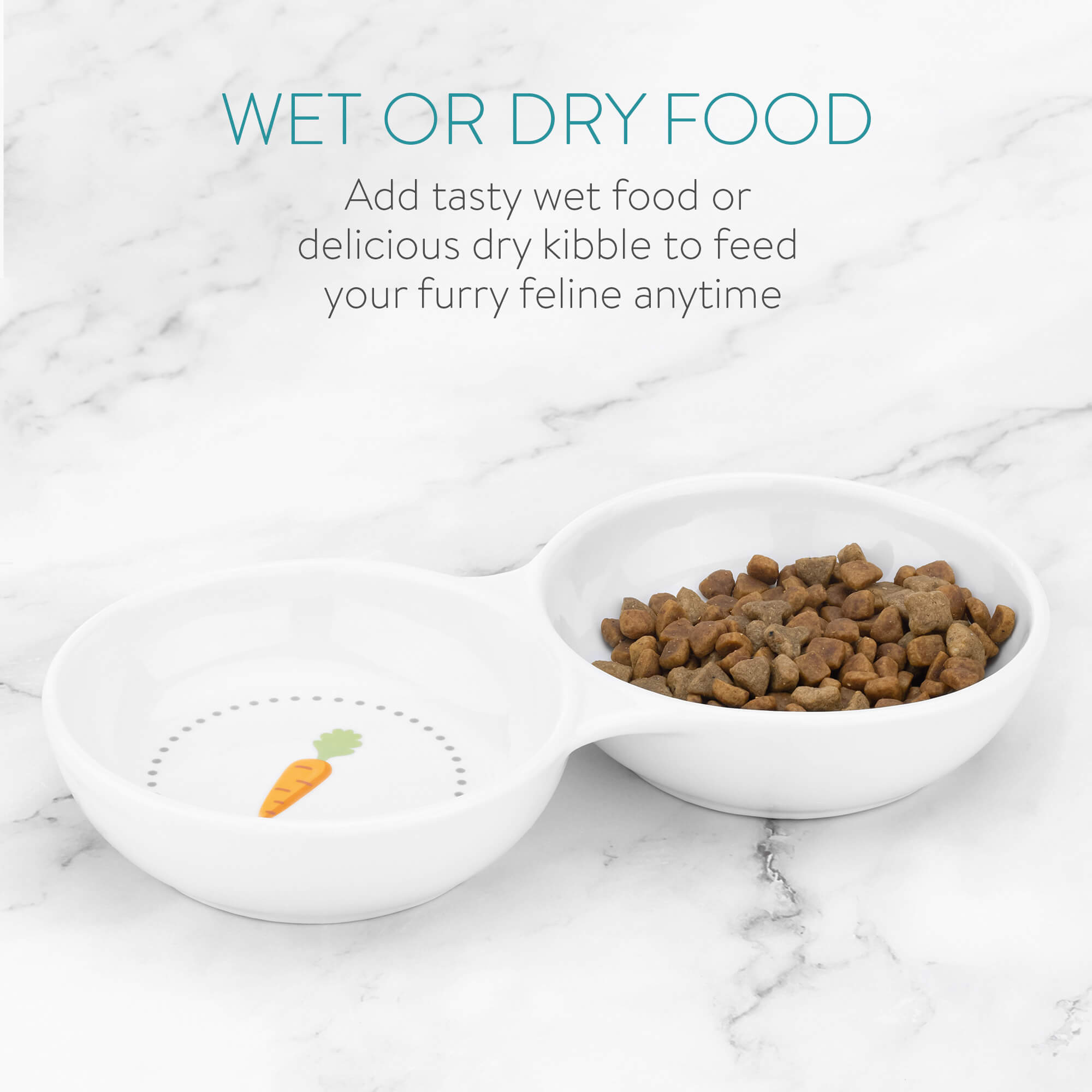 Navaris Διπλό Κεραμικό Μπολ Φαγητού για Μικρά Κατοικίδια - 147ml - White - 55983.01