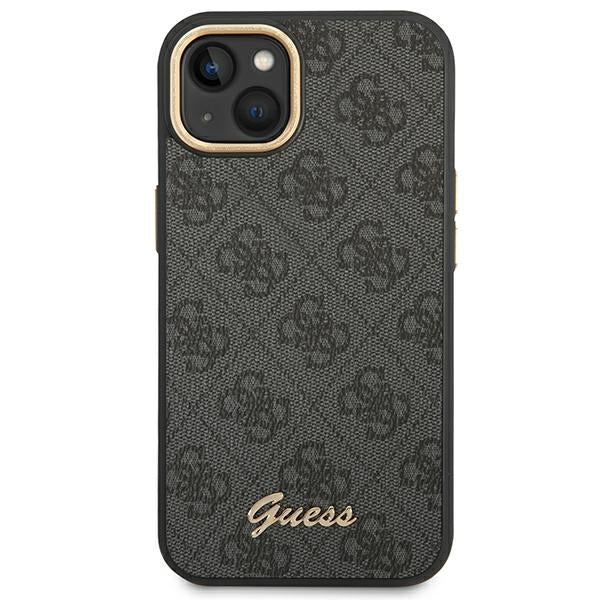 Guess iPhone 14 4G Vintage Gold Logo Σκληρή Θήκη με Πλαίσιο Σιλικόνης - Black - GUHCP14SHG4SHK