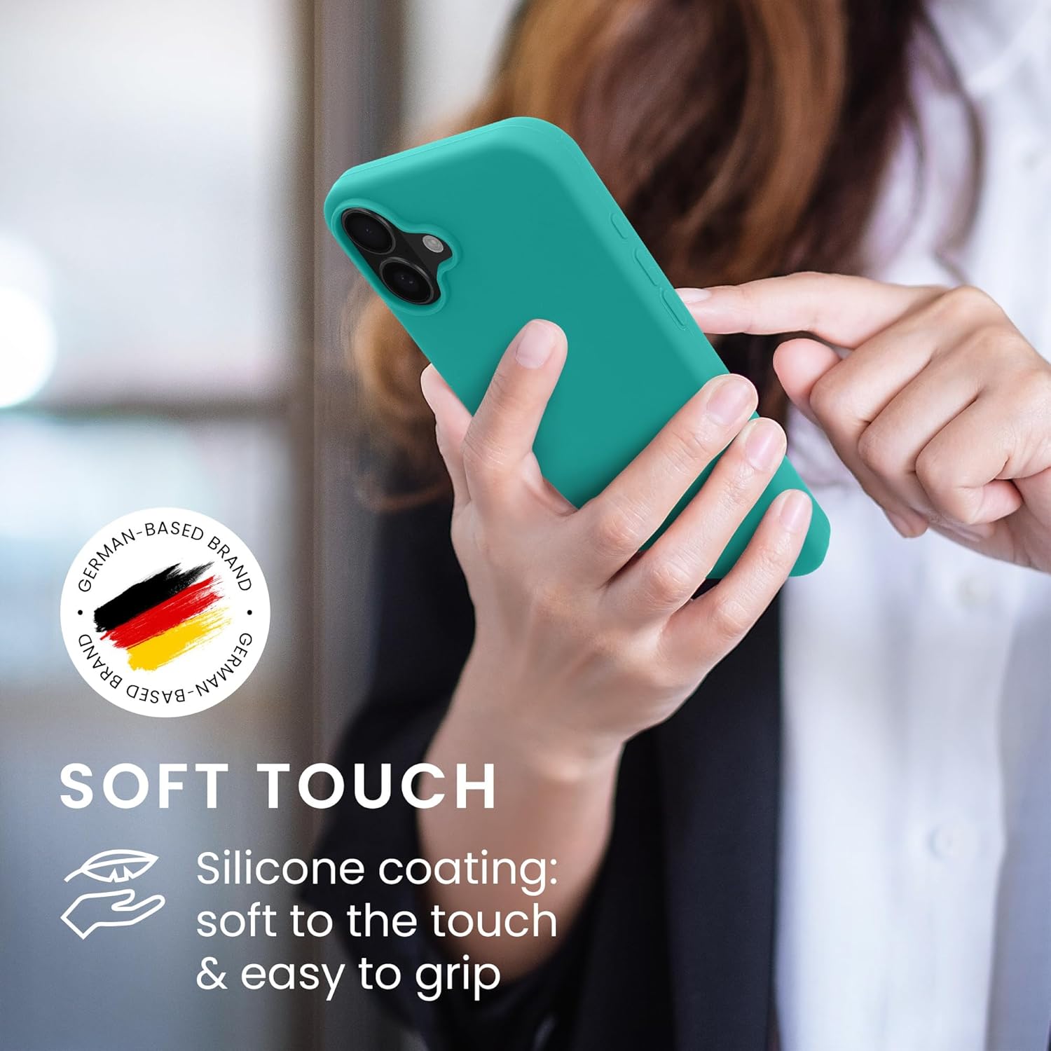 KW iPhone 16 Θήκη Σιλικόνης Rubberized TPU - Turquoise