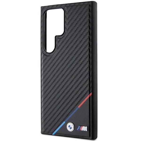BMW Samsung Galaxy S24 Ultra Carbon Tricolor Line MagSafe Σκληρή Θήκη με Πλαίσιο Σιλικόνης - Black