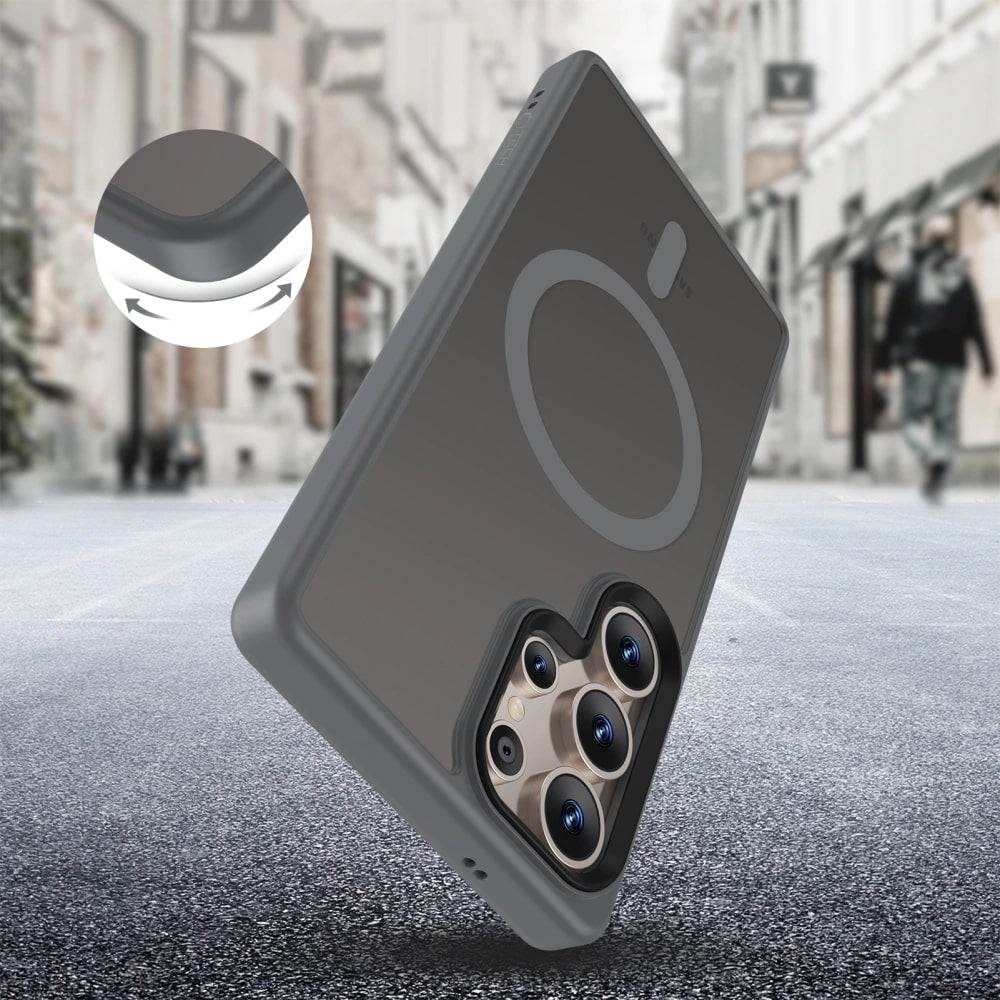 Tech - Protect Samsung Galaxy S25 Ultra MagMat Σκληρή Θήκη με Πλαίσιο Σιλικόνης και MagSafe - Matte Titanium / Ημιδιάφανη