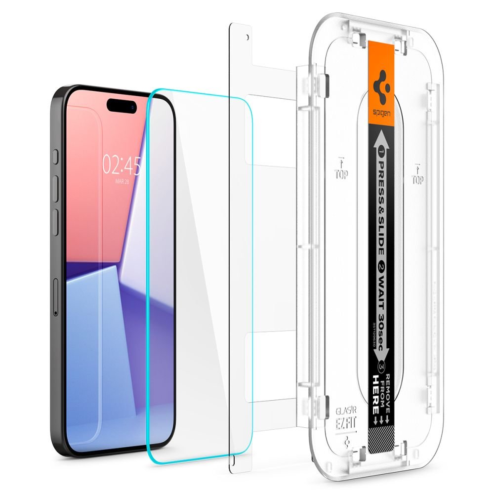 Spigen iPhone 15 Pro Glas.TR EZ Fit 0.2mm 2.5D 9H Tempered Glass Αντιχαρακτικό Γυαλί Οθόνης - Clear - AGL06898