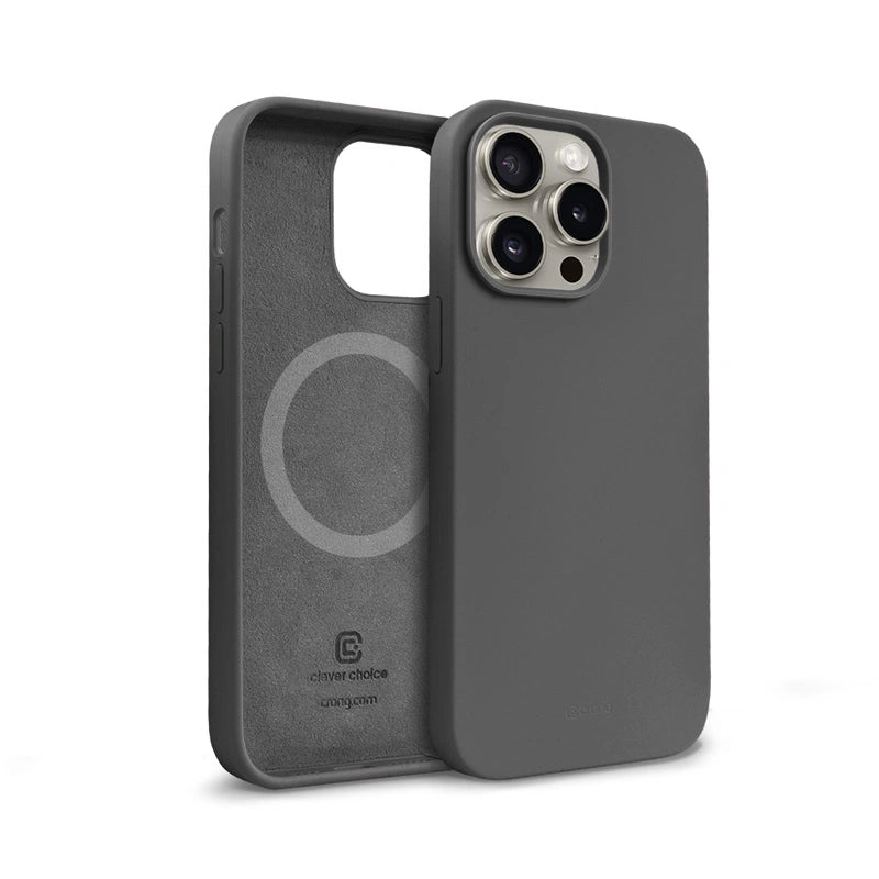 Crong iPhone 15 Pro Color Cover Magnetic - Θήκη Σιλικόνης με MagSafe - Titanium