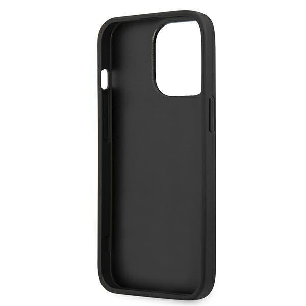 Karl Lagerfeld iPhone 13 Pro - 3D Rubber Karl's Head Σκληρή Θήκη με Επένδυση Συνθετικού Δέρματος και Πλαίσιο Σιλικόνης - Black - KLHCP13LSAKHBK