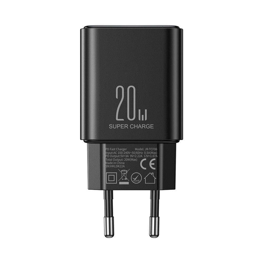 Joyroom PD 20W Οικιακός Φορτιστής Γρήγορης Φόρτισης με Θύρα Type - C και Καλώδιο Type - C to Lightning - Black - JR - TCF06