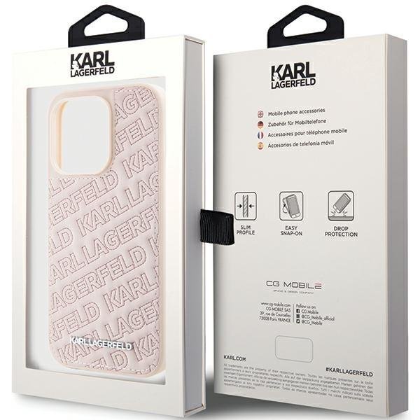 Karl Lagerfeld iPhone 15 Pro Max - Quilted K Pattern Θήκη με Επένδυση Συνθετικού Δέρματος - Pink - KLHCP15XPQKPMP