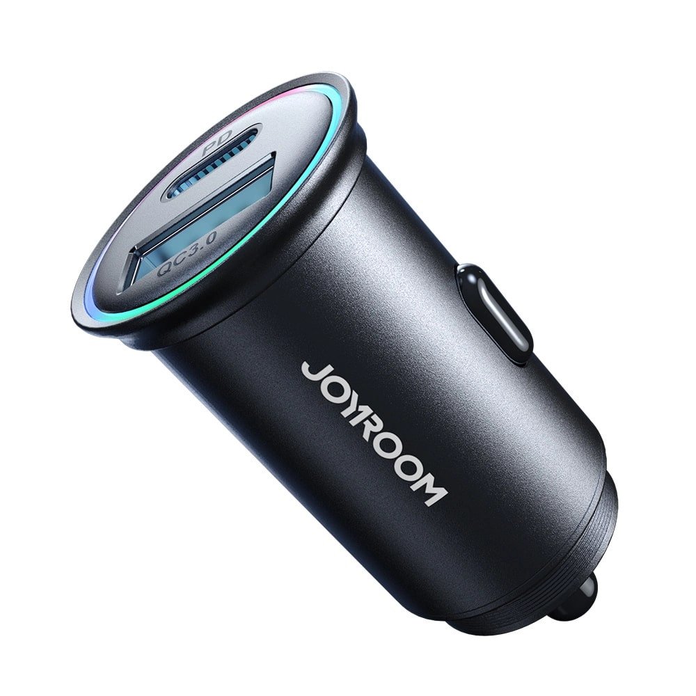 Joyroom Mini Φορτιστής Αυτοκινήτου Γρήγορης Φόρτισης με 1 Θύρα USB και 1 Θύρα Type - C PD 60W QC 3.0 - Black - JR - CCN04