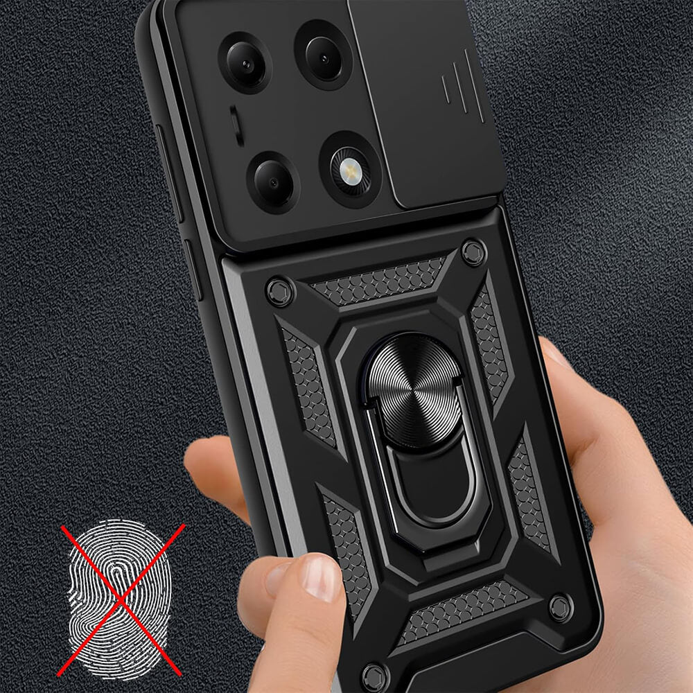 Techsuit Samsung Galaxy A36 5G - CamShield - Σκληρή Θήκη με Προστασία Καμερών και Δαχτυλίδι Συγκράτησης - Black