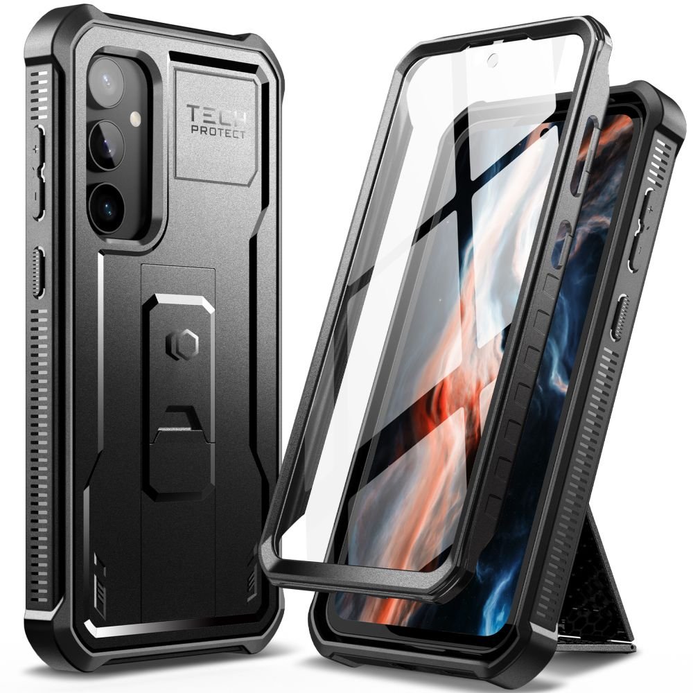 Tech - Protect Samsung Galaxy S23 FE Kevlar Pro Θήκη 360 Full Body με Προστασία Οθόνης και Stand - Black