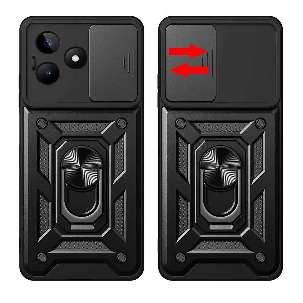 Techsuit Xiaomi Redmi Note 13 Pro+ 5G - CamShield - Σκληρή Θήκη με Προστασία Καμερών και Δαχτυλίδι Συγκράτησης - Black