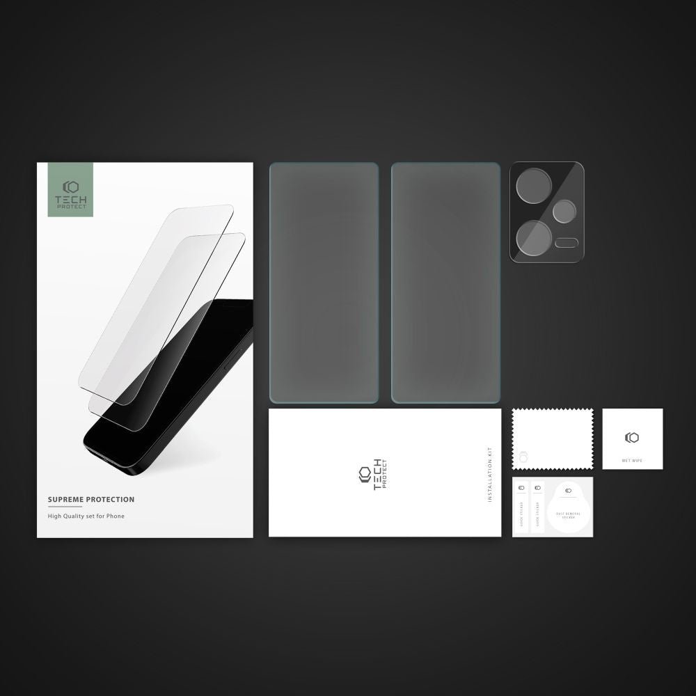 Tech - Protect Xiaomi Redmi Note 12 5G Supreme Set - Σετ με 2 Tempered Glass Αντιχαρακτικά Γυαλιά Οθόνης και 1 Αντιχαρακτικό Γυαλί για την Κάμερα - Διάφανα