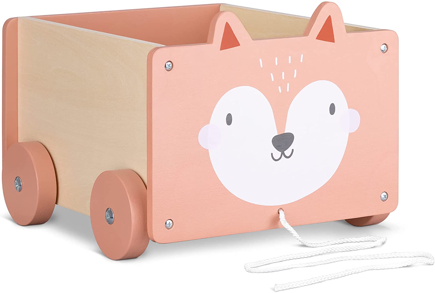 Navaris Toy Box Storage for Toys with Wheels - Παιδικό Κουτί Αποθήκευσης Παιχνιδιών με Ρόδες - Brown - 51163.05