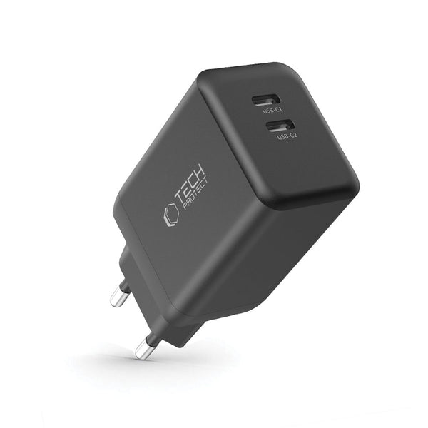 Tech - Protect NC45W Οικιακός Φορτιστής Γρήγορης Φόρτισης με 2 Θύρες Type - C - Black