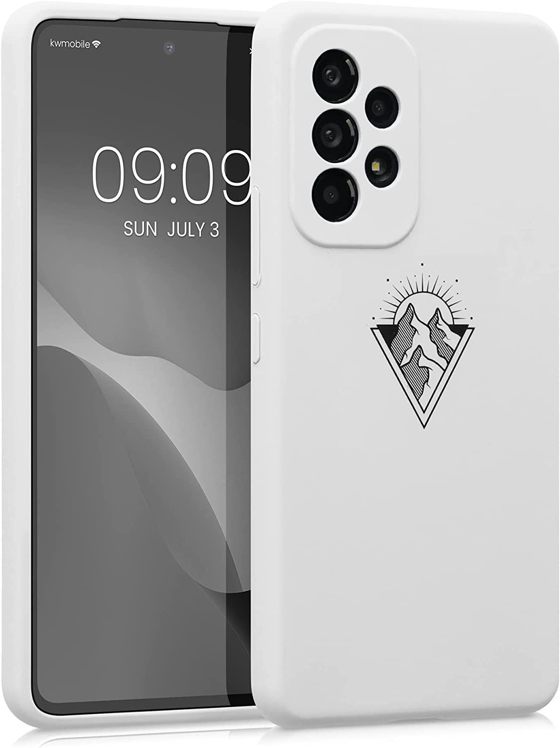 KW Samsung Galaxy A53 5G Θήκη Σιλικόνης Rubber TPU - Design Minimalist Mountain - Black / White - 58023.03