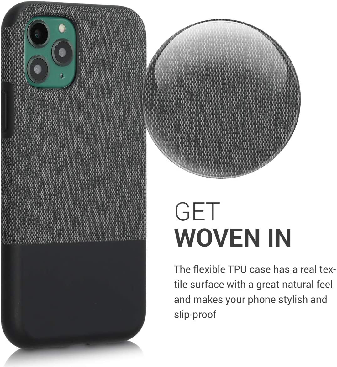 KW iPhone 11 Pro Θήκη Σιλικόνης TPU Design Two - Tone Tweed Fabric - Anthracite / Black - 51156.01