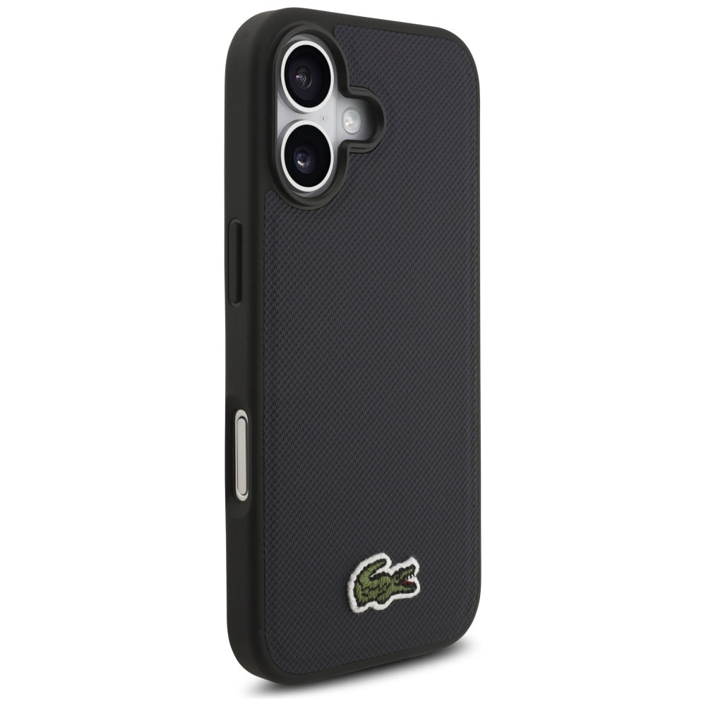 Lacoste iPhone 17 - Iconic Petit Pique Woven Logo MagSafe - Σκληρή Θήκη με Πλαίσιο Σιλικόνης - Navy Blue