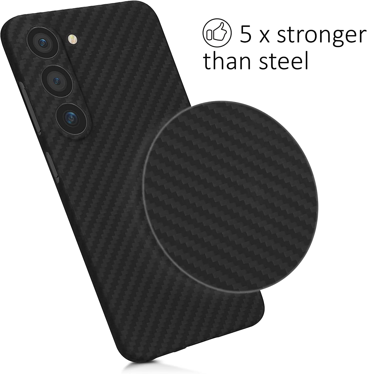 Kalibri Samsung Galaxy S23 Σκληρή Θήκη Aramid Fiber με Πλαίσιο Σιλικόνης - Black Matte - 60350.47