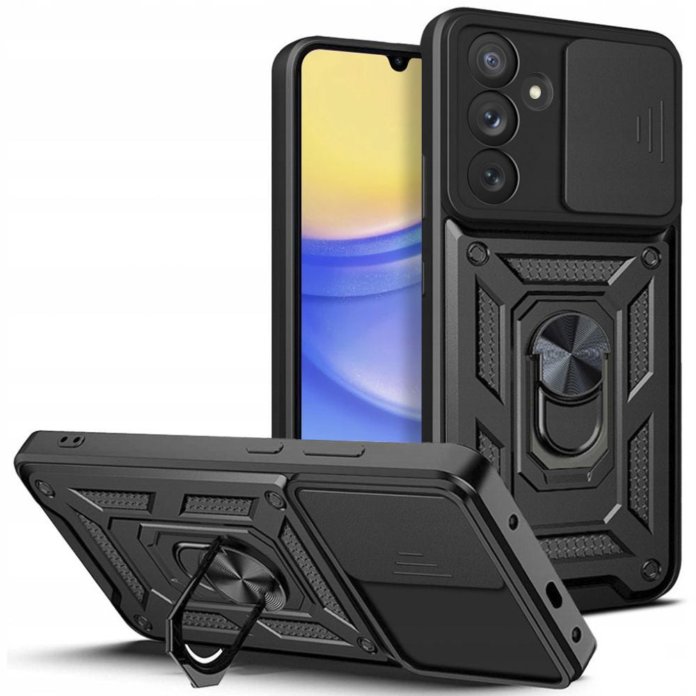 Tech - Protect Samsung Galaxy A15 4G / A15 5G Camshield Pro Σκληρή Θήκη με Πλαίσιο Σιλικόνης και Δαχτυλίδι Συγκράτησης - Black
