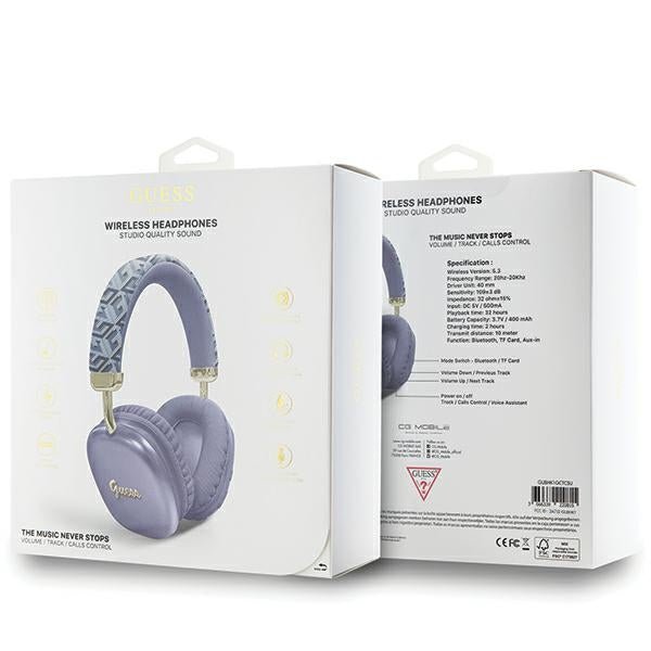 Guess Over - Ear Gcube Metallic Script Logo - Ασύρματα Bluetooth Ακουστικά - Purple