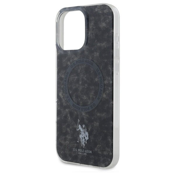 US Polo iPhone 16 Pro Max - IML Ring - MagSafe Σκληρή Θήκη με Πλαίσιο Σιλικόνης - Black - USHMP16XHOCLDPK
